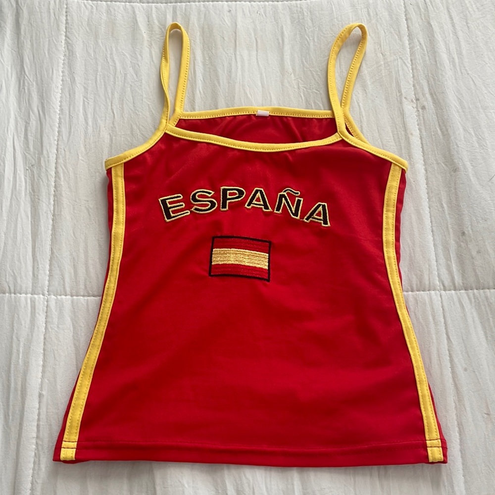 Red & Yellow España Embroidered Cami Tank Top